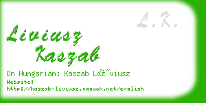 liviusz kaszab business card